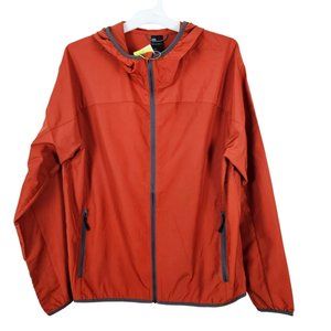 All In Motion Men Jacket Size Large Lightweight Water Repellent Rust/Orange Zip